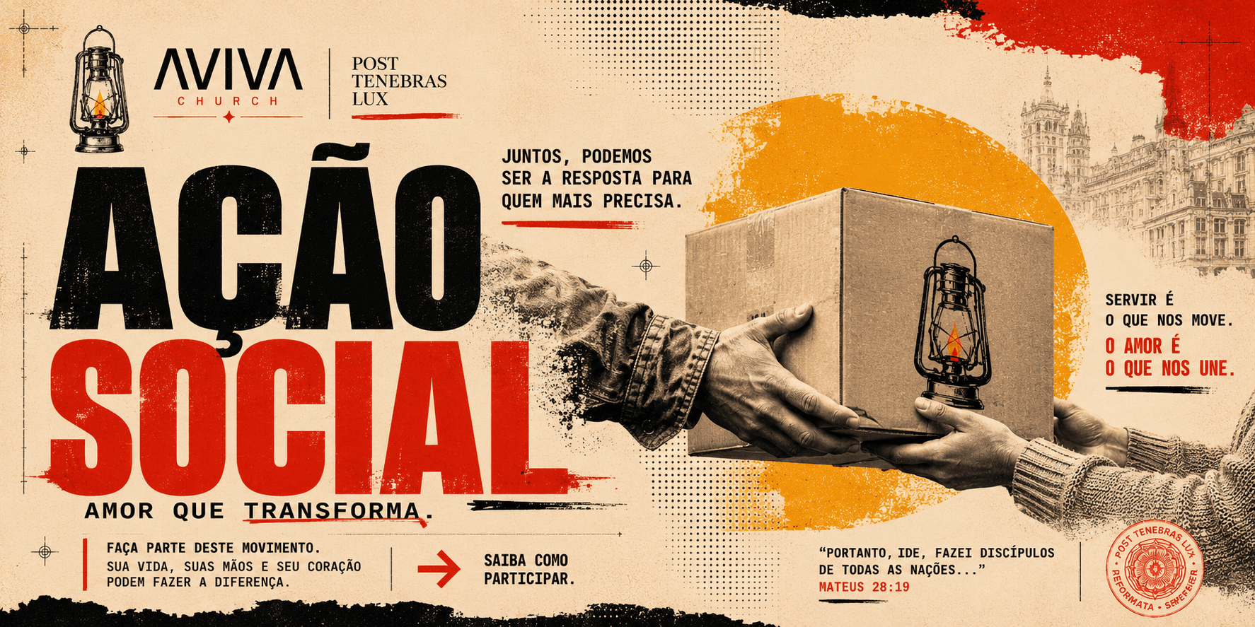 Arte Aviva sobre ação social e servir